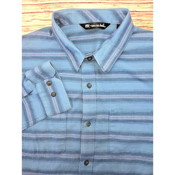 Travis Mathew Mens Button-Up Soft Cloud Shirt Large Blue Striped - Picture 4 of 7